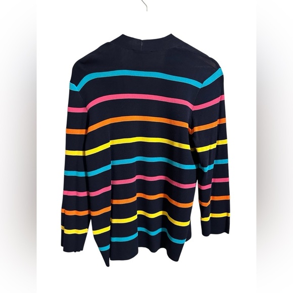 Red Women's Striped Rainbow Open Front Cardigan Multicolor Size XL Career Church - Picture 4 of 9